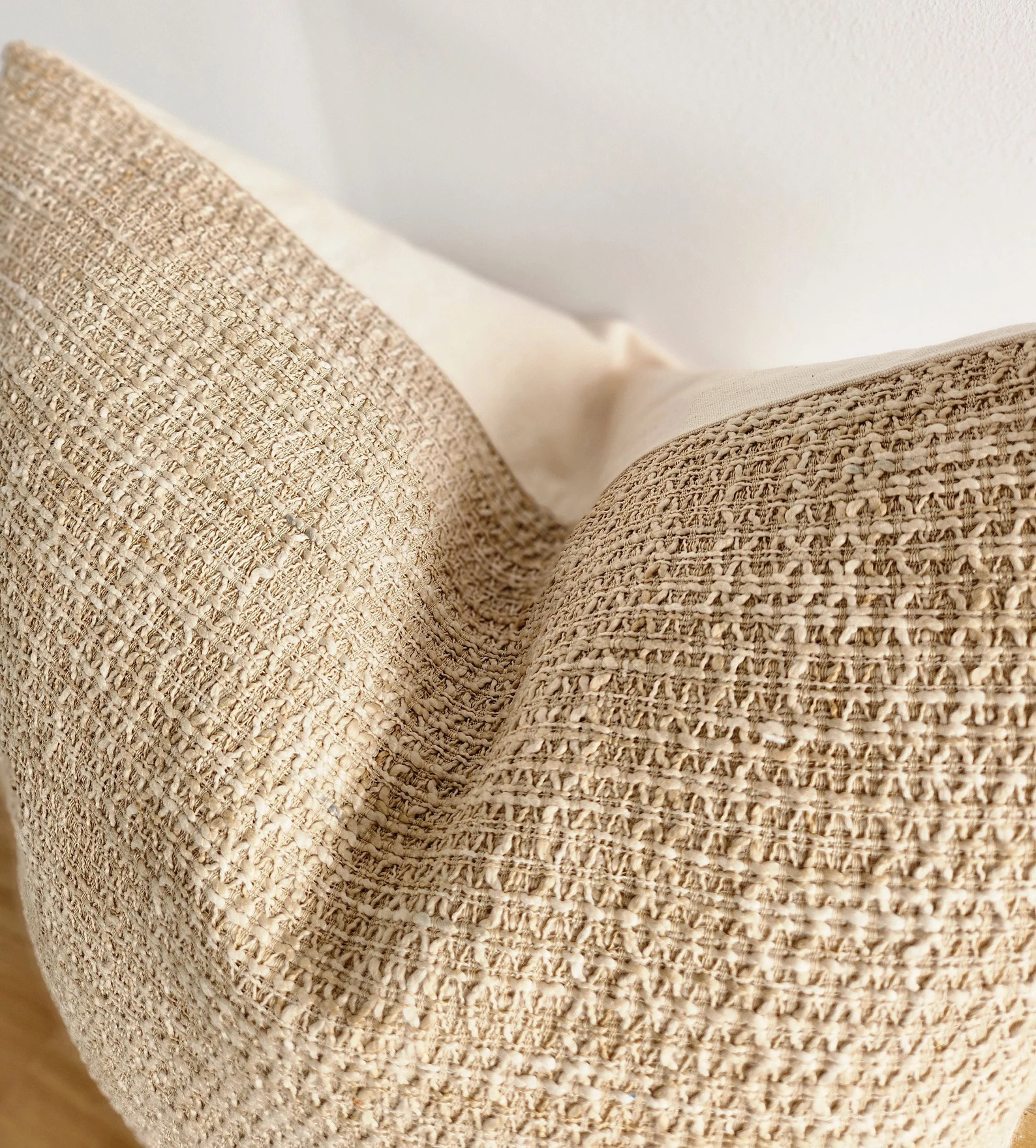 Designer Neutral Textured Pillow Cover, Earthy Flax Toned Fabric Pillow Cover, Neutral Decor Pill... | Etsy (US)