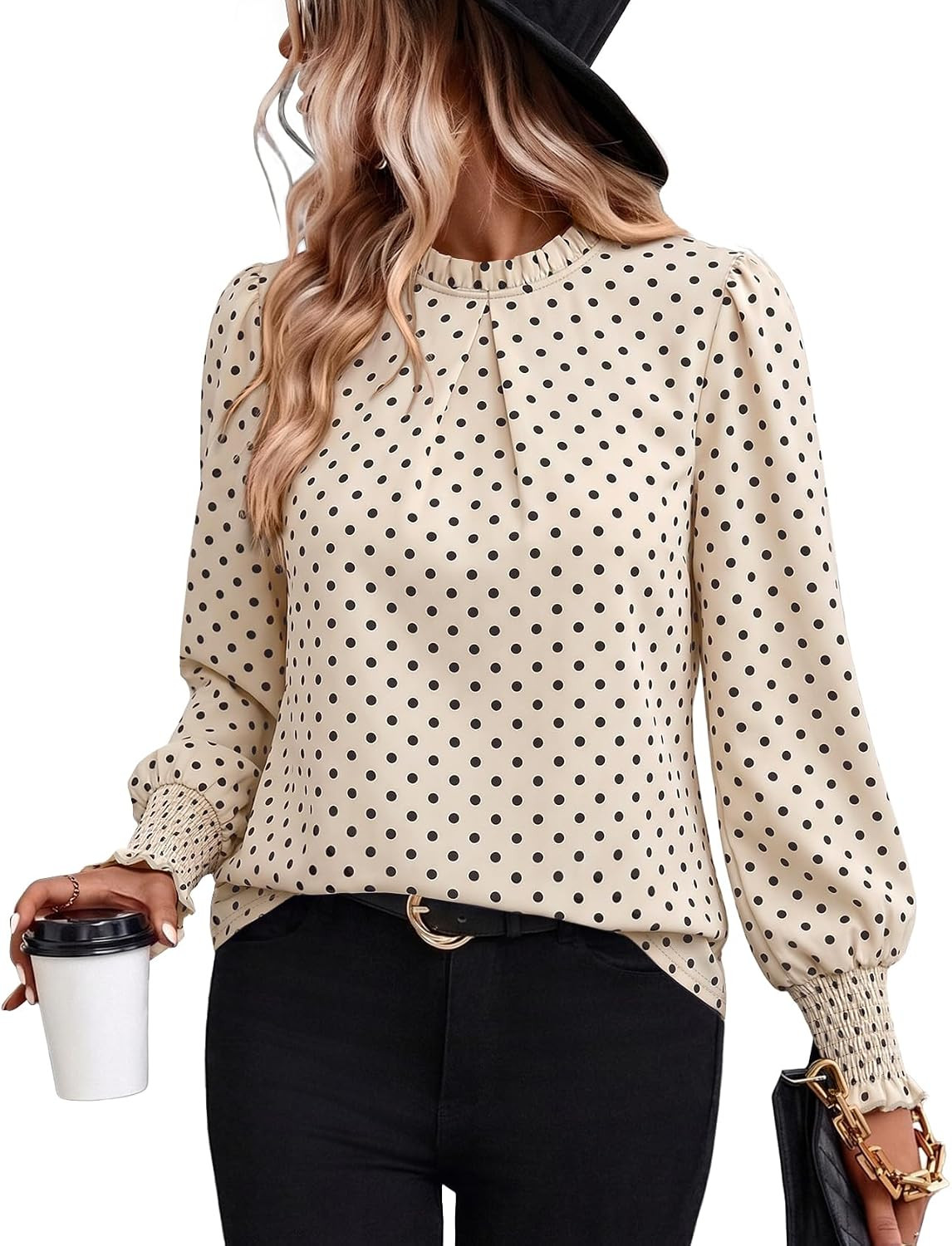 OFEEFAN Womens Blouses Dressy Casual Long Sleeve Shirts Mock Neck Tops | Amazon (US)