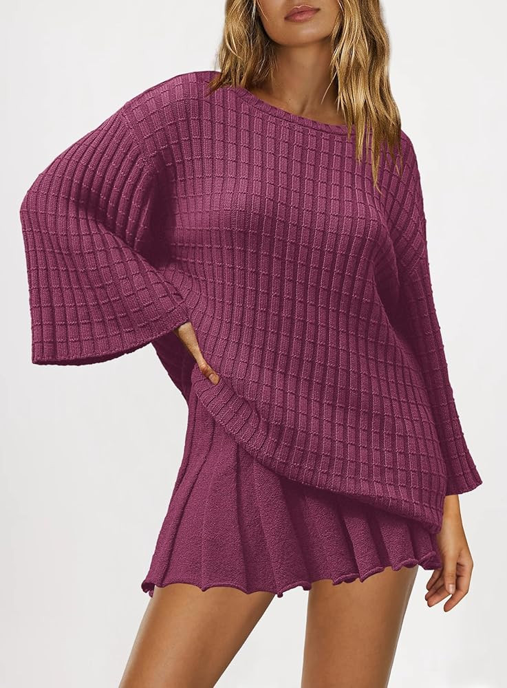 SENSERISE Fall Sweater Sets Skirt Sets Women 2 Piece Outfits Long Sleeve Top and Skirts Set Loung... | Amazon (US)