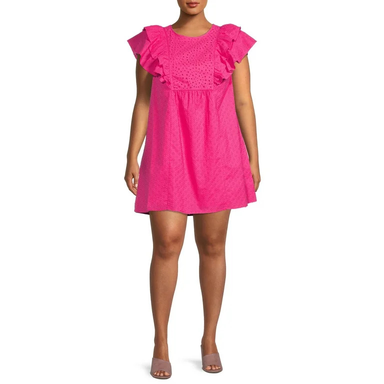 Terra & Sky Women's Plus Size Woven Eyelet Dress | Walmart (US)