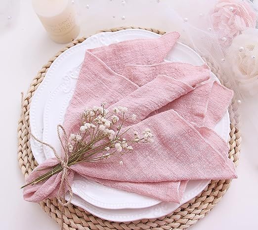 Dinner Cloth Napkins 6 Pack,100% Natural Soft Cotton,Washable Gauze Napkins Great for Weddings De... | Amazon (US)