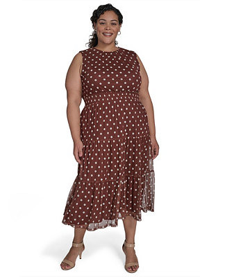 Plus Size Jewel-Neck Sleeveless Midi Dress | Macy's