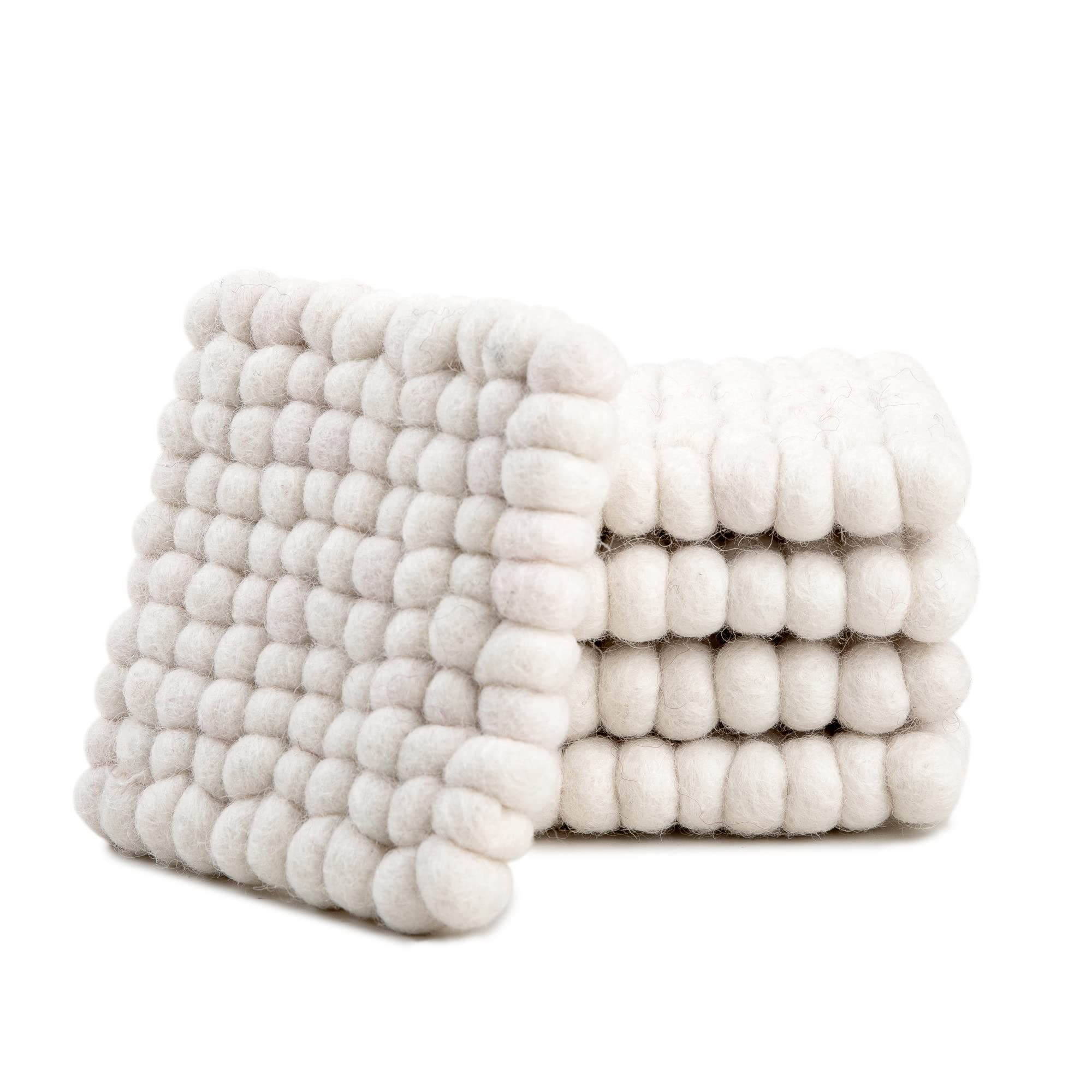 Square Felt Ball Coasters - 100% Merino Wool Table Coasters - Felt Coaster Pads, Absorbent Trivet... | Amazon (US)