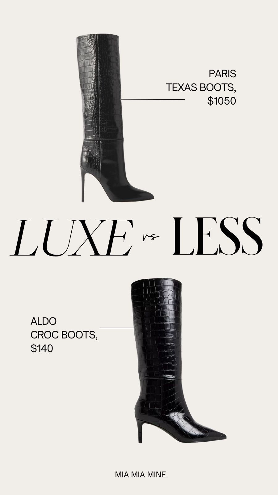 Save or splurge winter boots
Paris Texas knee high boots
Aldo croc boots 

#LTKOver40 #LTKWorkwear #LTKSeasonal