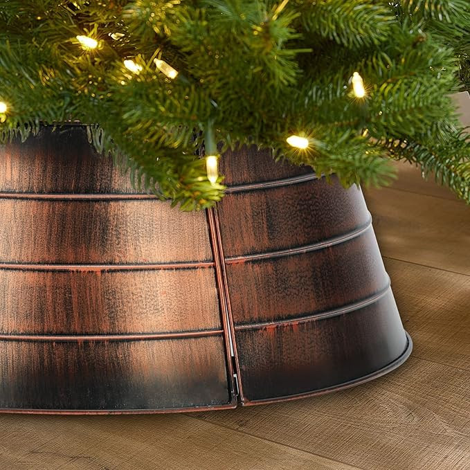 BAYN Metal Christmas Tree Collar, 23-Inch Diameter Base Cover Decorative Christmas Tree Ring Fest... | Amazon (US)