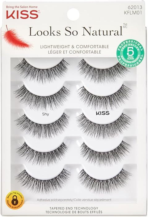 KISS Looks So Natural, False Eyelashes, 'Shy', 12mm, Includes 5 Pairs Of Lashes, Easy to Apply, R... | Amazon (US)