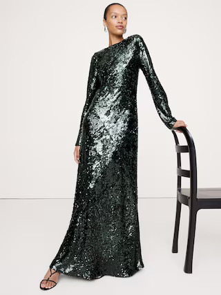 Bias-Cut Sequin Maxi Dress | Banana Republic (US)