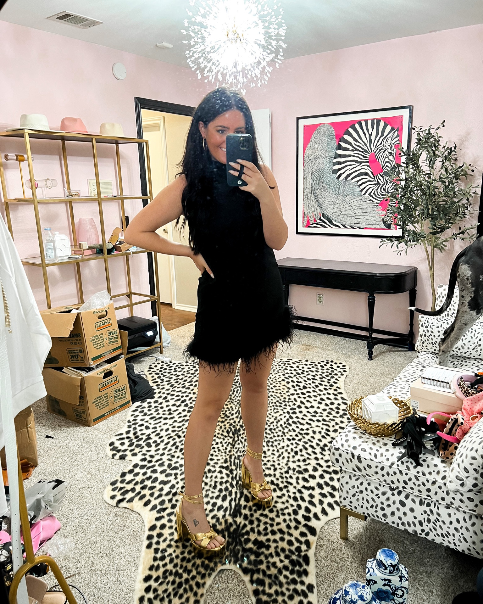 Dress // xs
Shoes // true size

Holiday, date, Christmas, party, event, cocktail, black dress, feather, platform, gold heels

#LTKHoliday #LTKunder50 #LTKshoecrush