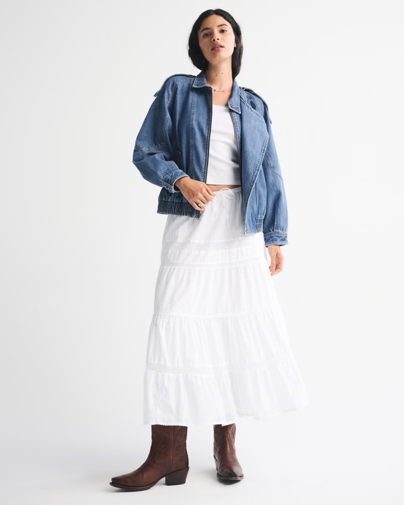 Relaxed Denim Bomber Jacket | Abercrombie & Fitch (US)