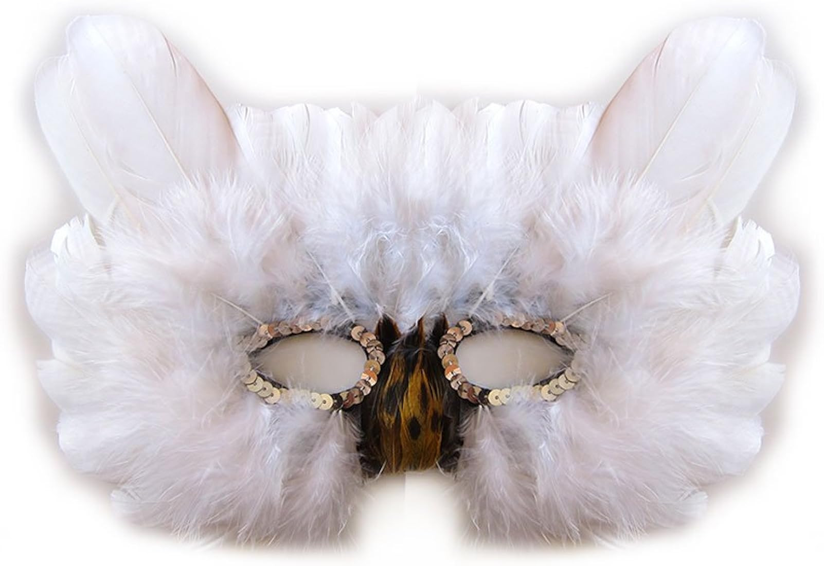 SACASUSA Feather OWL Costume Mask Halloween Mardi Gras n Grey, White and Brown | Amazon (US)