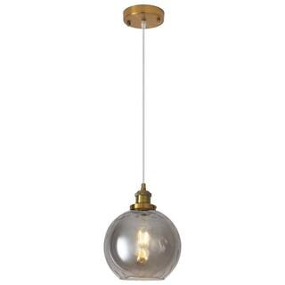 1 Light Gray Modern Globe Single Pendant Lighting With Glass Shade,No Bulbs Included | The Home Depot