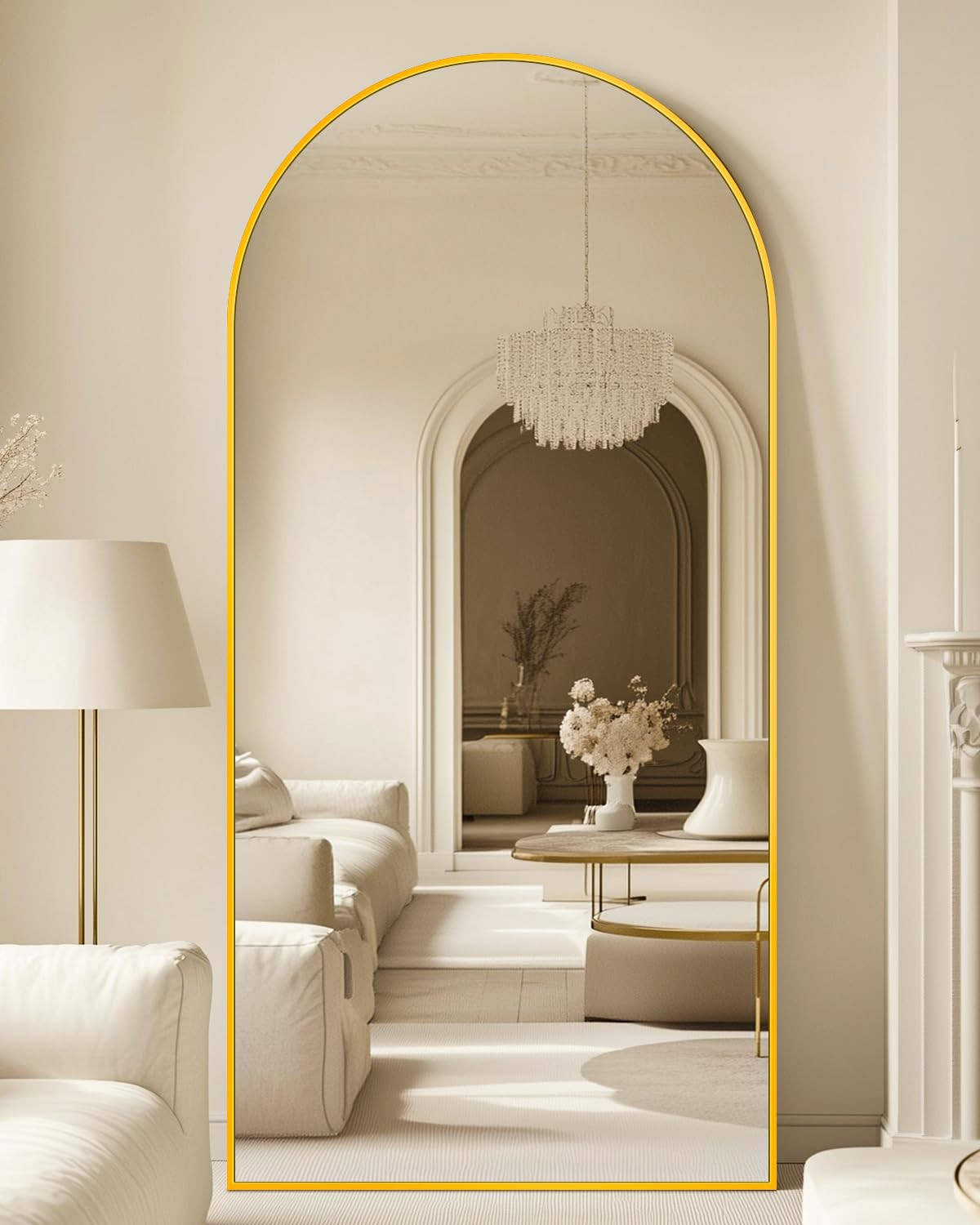 Full Length Mirror with Stand, 71"x32" Arched Full Body Mirror, Large Stand Up Mirrors, Aluminum ... | Amazon (US)