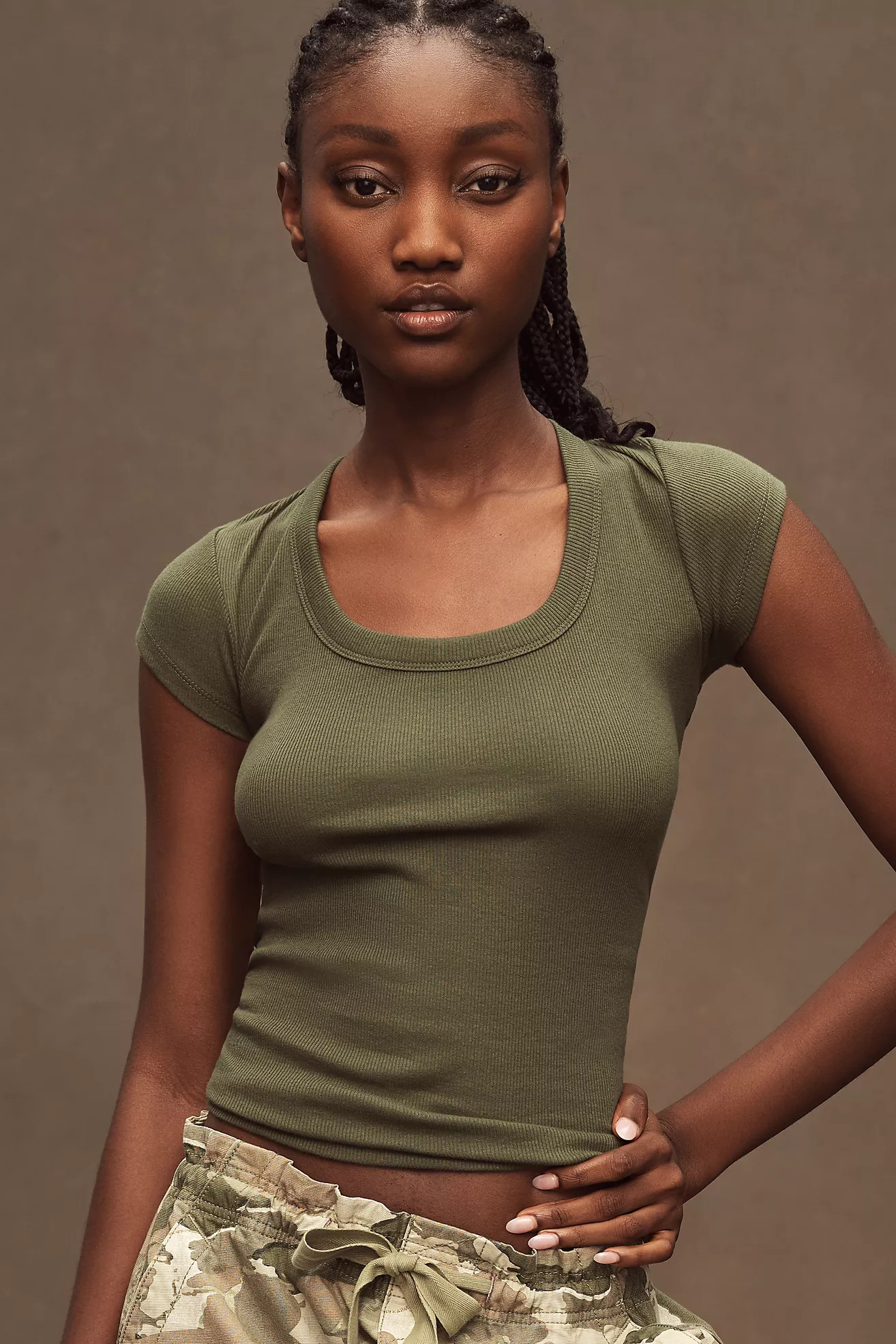 Pilcro Slim Scoop-Neck Tee | Anthropologie (US)