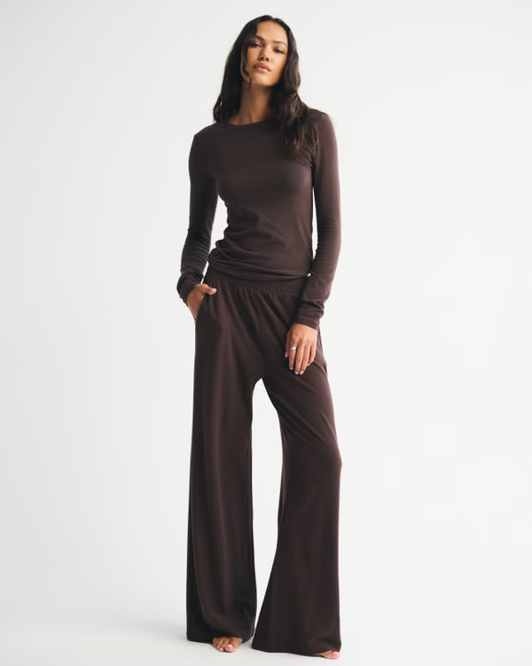 Women's Long-Sleeve Cozy Lounge Knit Tee | Women's Tops | Abercrombie.com | Abercrombie & Fitch (US)