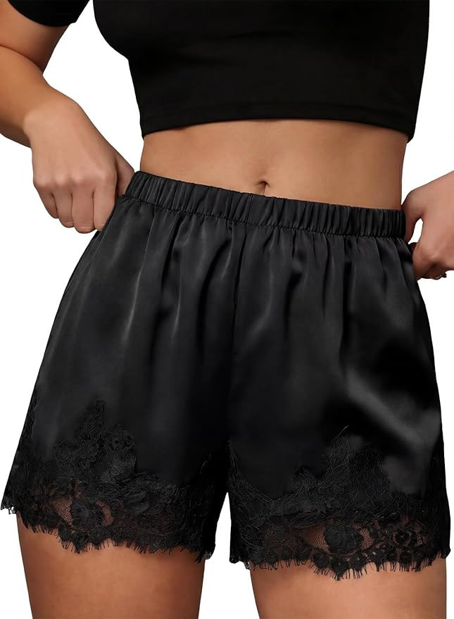 EVALESS Womens Shorts Satin Silk Lace Shorts 2026 Summer Low Rise Micro Mini Slip Pajama Shorts C... | Amazon (US)