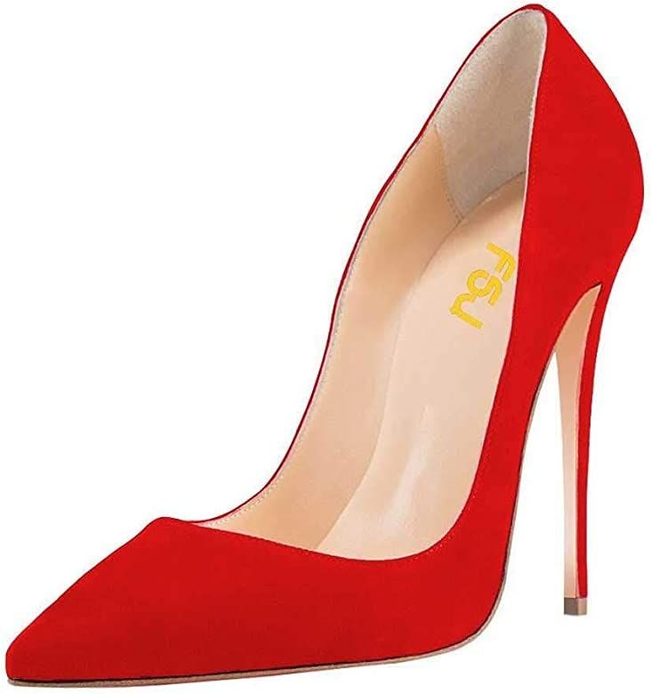 Women Sexy Suede Pointed Toe Pumps 12 cm High Heels Stilettos Prom Shoes Size 4-15 US | Amazon (US)