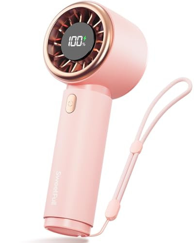 SWEETFULL Mini Fan Portable - Cute Handheld Turbo Fan with Rechargeable Battery, 5 Speeds, Small Hand Personal Travel Essentials for Women, Girls, Kids, Lash, Makeup - Pink | Amazon (US)