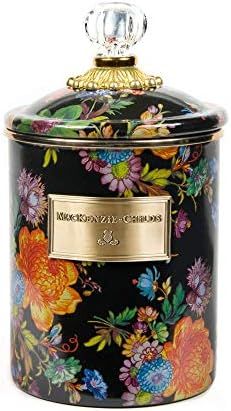 MacKenzie-Childs Flower Market Canister with Lid, Decorative Food Canister, Black, Medium | Amazon (US)