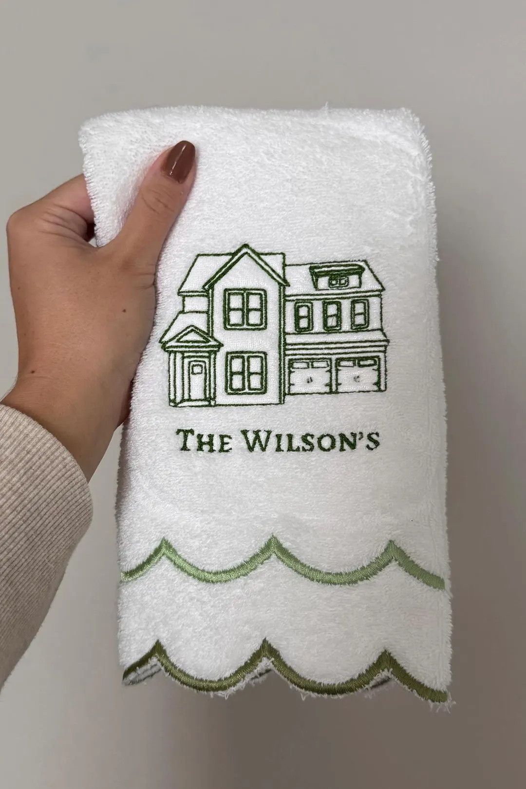 Custom Home Scalloped Hand Towel |  Embroidered Hand Towel | Etsy (US)