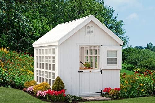 Little Cottage Company Colonial Gable Greenhouse, 8' x 8', Primed Tan | Amazon (US)