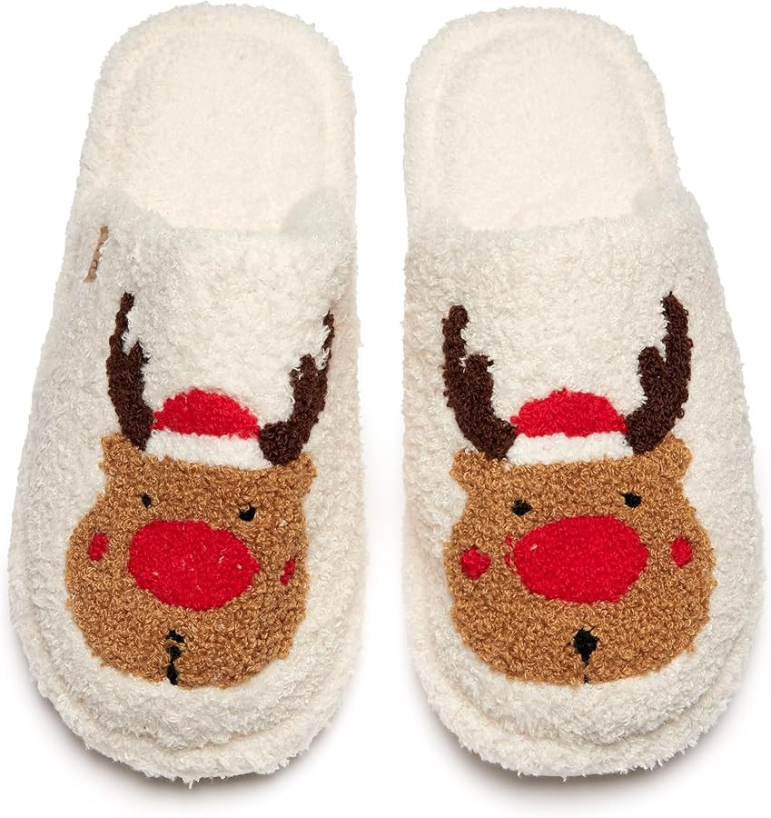 Funky Junque Women’s Fuzzy House Slippers – Cozy Indoor Outdoor Fluffy Clog Christmas Slipper... | Amazon (US)