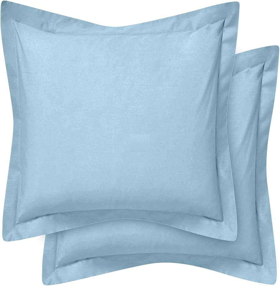 Cotton Metrics Heavy Quality European Square Pillow Shams Set of 2 Sky Blue 601TC 100% Organic Co... | Amazon (US)