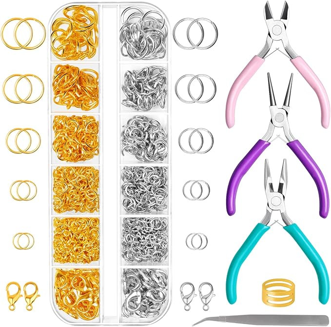 Jewelry Pliers and Jump Rings Set, Needle Nose Round Nose Wire Cutters Chain Pliers for Bracelet,... | Amazon (US)