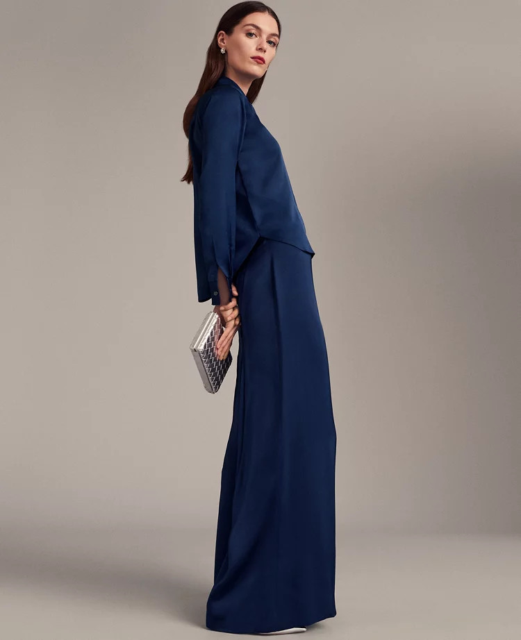 The Dramatic Wide-Leg Satin Pant | Ann Taylor (US)