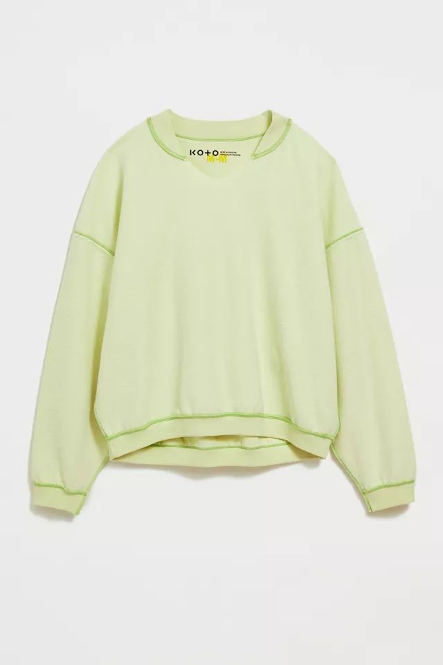 Notched Fleece Crew Neck Sweatshirt | Urban Outfitters (US and RoW)