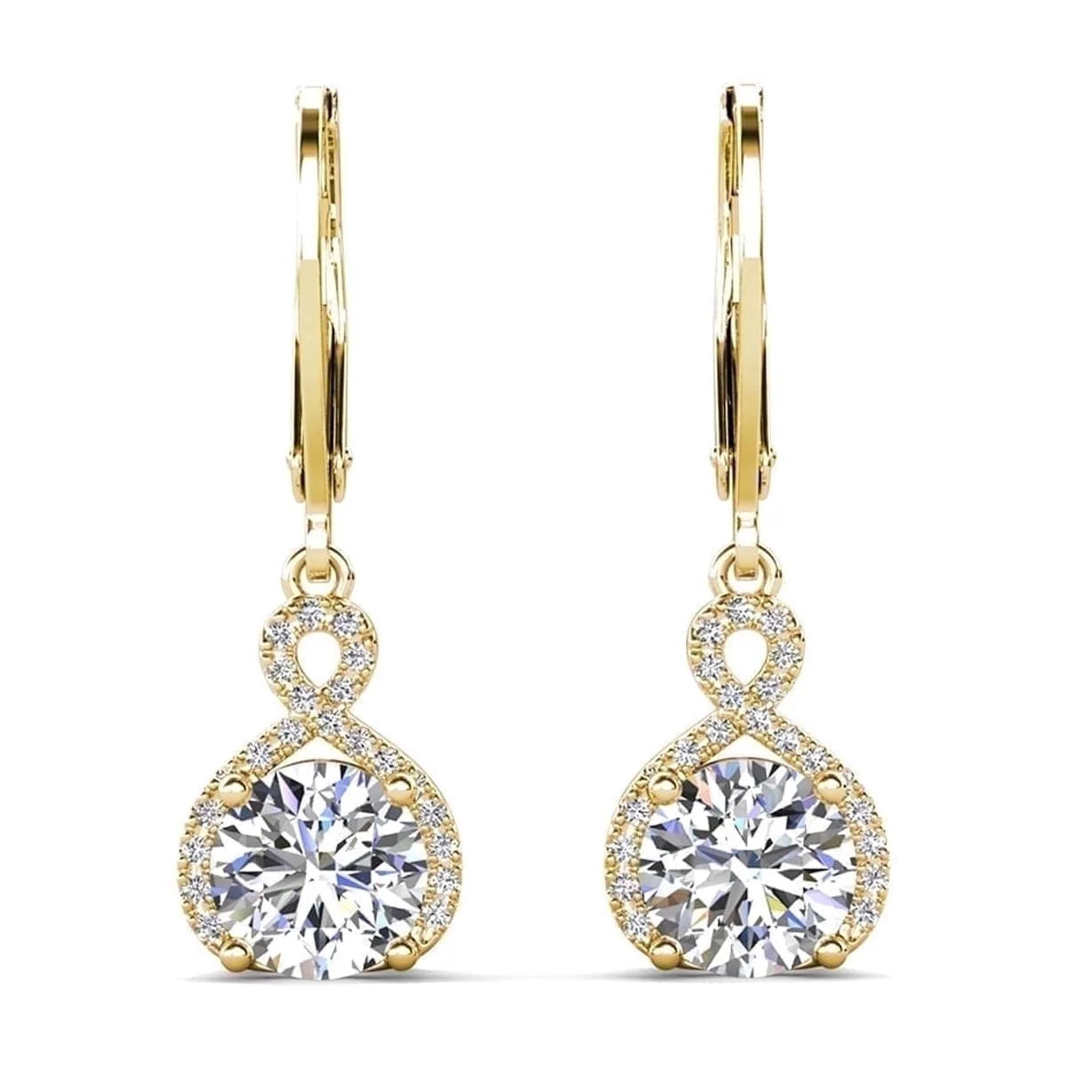 Cate & Chloe Alessandra 18k Yellow Gold Plated Earrings with Simulated Diamond Crystals for Women... | Walmart (US)