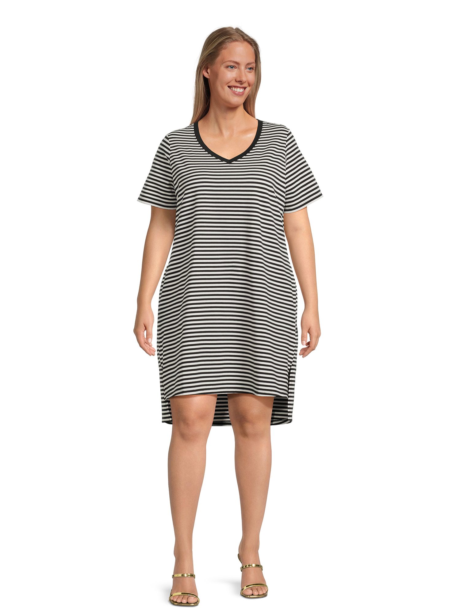 Terra & Sky Women’s Plus Size V-Neck Step Dress, Sizes 0X-5X | Walmart (US)