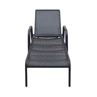 Style Selections Pelham Bay Wicker Stackable Black Steel Frame Stationary Chaise Lounge Chair wit... | Lowe's