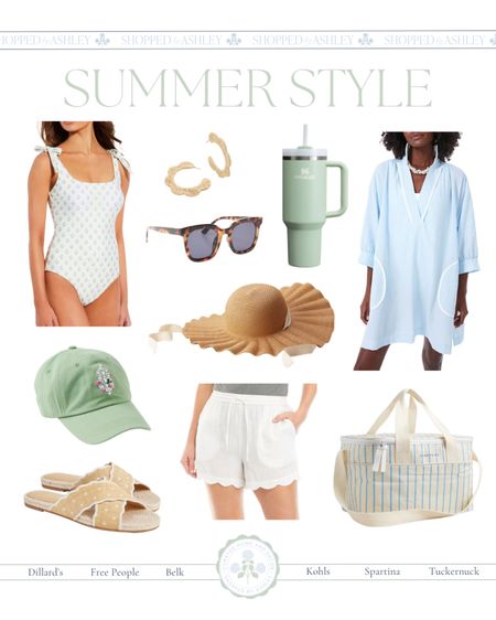 If I was going on a beach vacation, this is what would be in my suitcase! 

Summer style, summer fashion, beach cover up, reversible swimsuit, one piece swimsuit, beach style, raffia sandals, blue and white cooler, blue and green, scallop shorts, linen shorts, Belk style, Tuckernuck, Dillards swim, kohls hat, sun hat, spartina earrings 

#LTKTravel #LTKStyleTip #LTKSeasonal