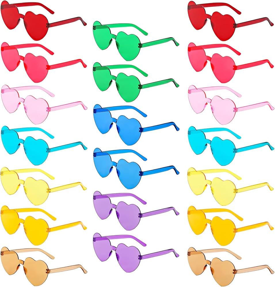 20 Pairs Heart Shaped Sunglasses Bulk, Colorful Rimless Fun Heart Sunglasses for Women Party Favo... | Amazon (US)