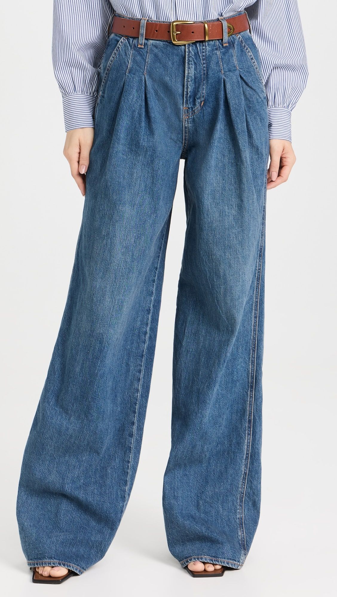 Mia Wide Leg with Double Pleat Jeans | Shopbop