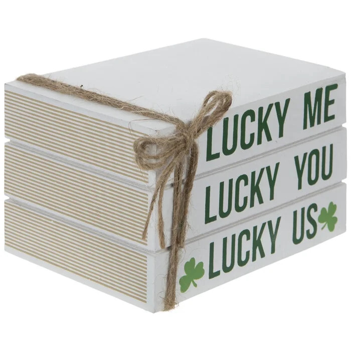 Lucky Us Wood Stacked Books St. Patrick's Day Table Decoration Home Decor | Walmart (US)