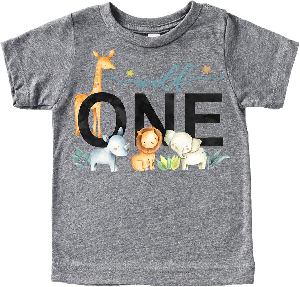 Wild One Boys 1st Birthday Safari Animal Themed T-Shirts and Raglans for Baby Boys | Amazon (US)