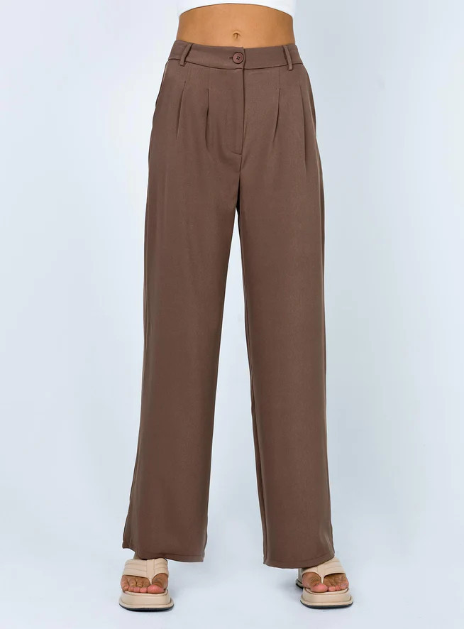 Archer Pants Brown Petite | Princess Polly US