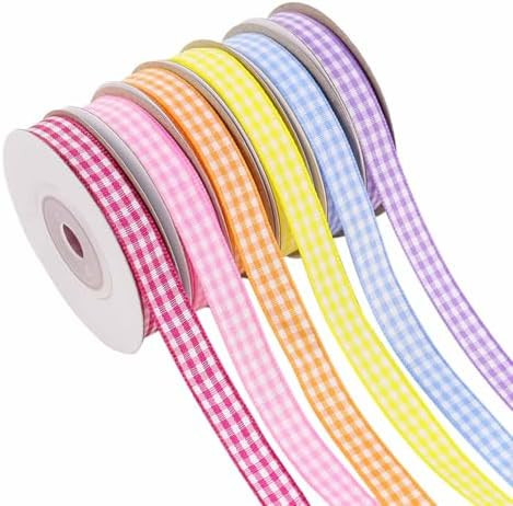 6 Roll Gingham Ribbon for Gift Wrapping 2/5 Inch x 10 Yards Plaid Gingham Ribbons with Polyester ... | Amazon (US)