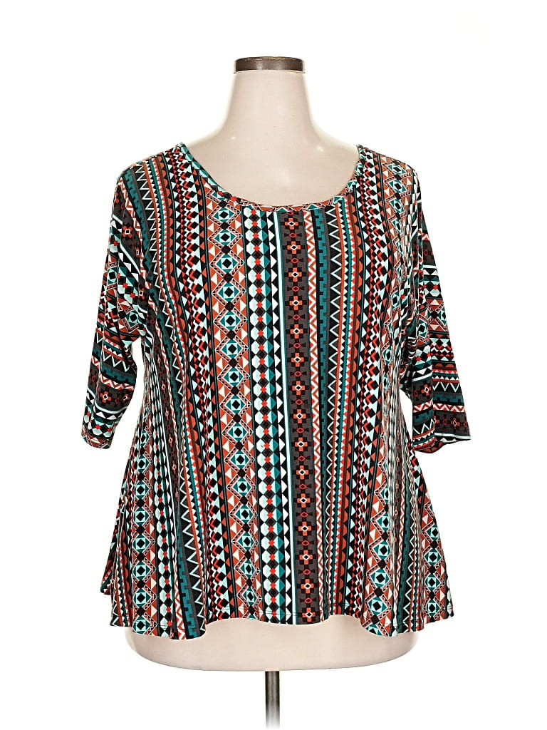 Eye Candy Teal Brown 3/4 Sleeve Blouse Size 3X - 48% off | ThredUp (US)