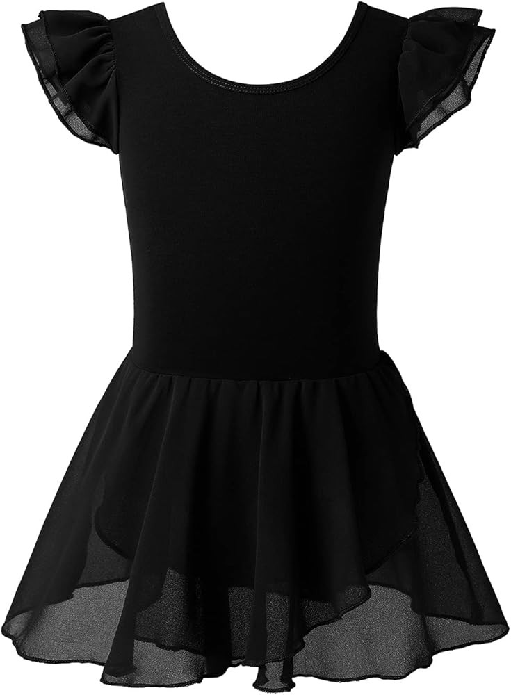 MERIABNY Girls Leotards for Dance Ruffle Sleeves Criss-cross Back Ballet Tutu Dresses for 3-9 Yea... | Amazon (US)