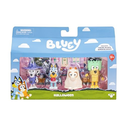 Bluey Halloween Figures Pack of 4, Robust Articulated Character Toys with Bingo, Chloe, and Lucky Figurines, Small Action Figures for Kids Ages 3+ | Amazon (US)