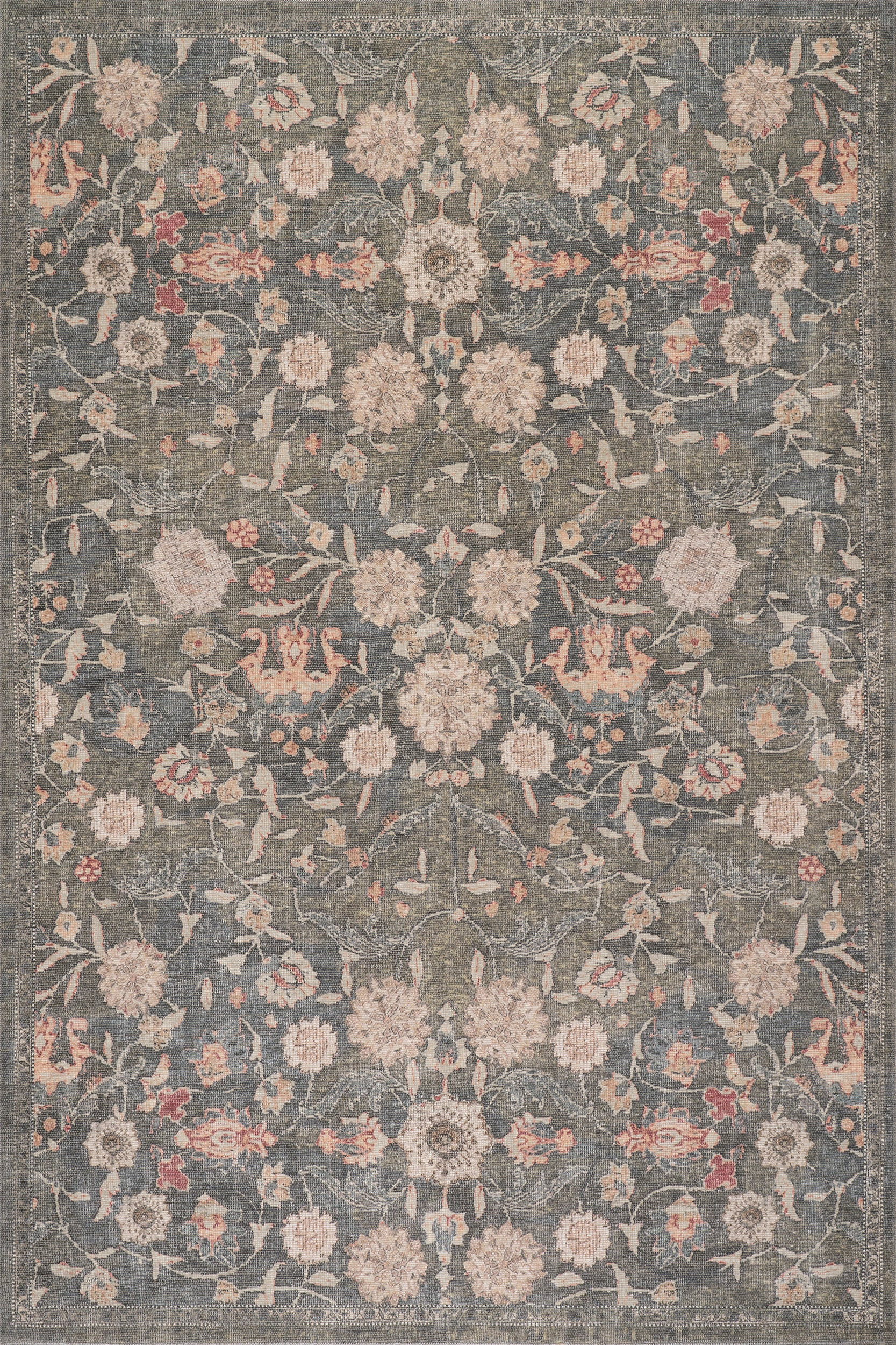Green Kwireh Traditional Floral and Paisley 6' 7" x 9' | Floral/Paisley rug | Rugs USA