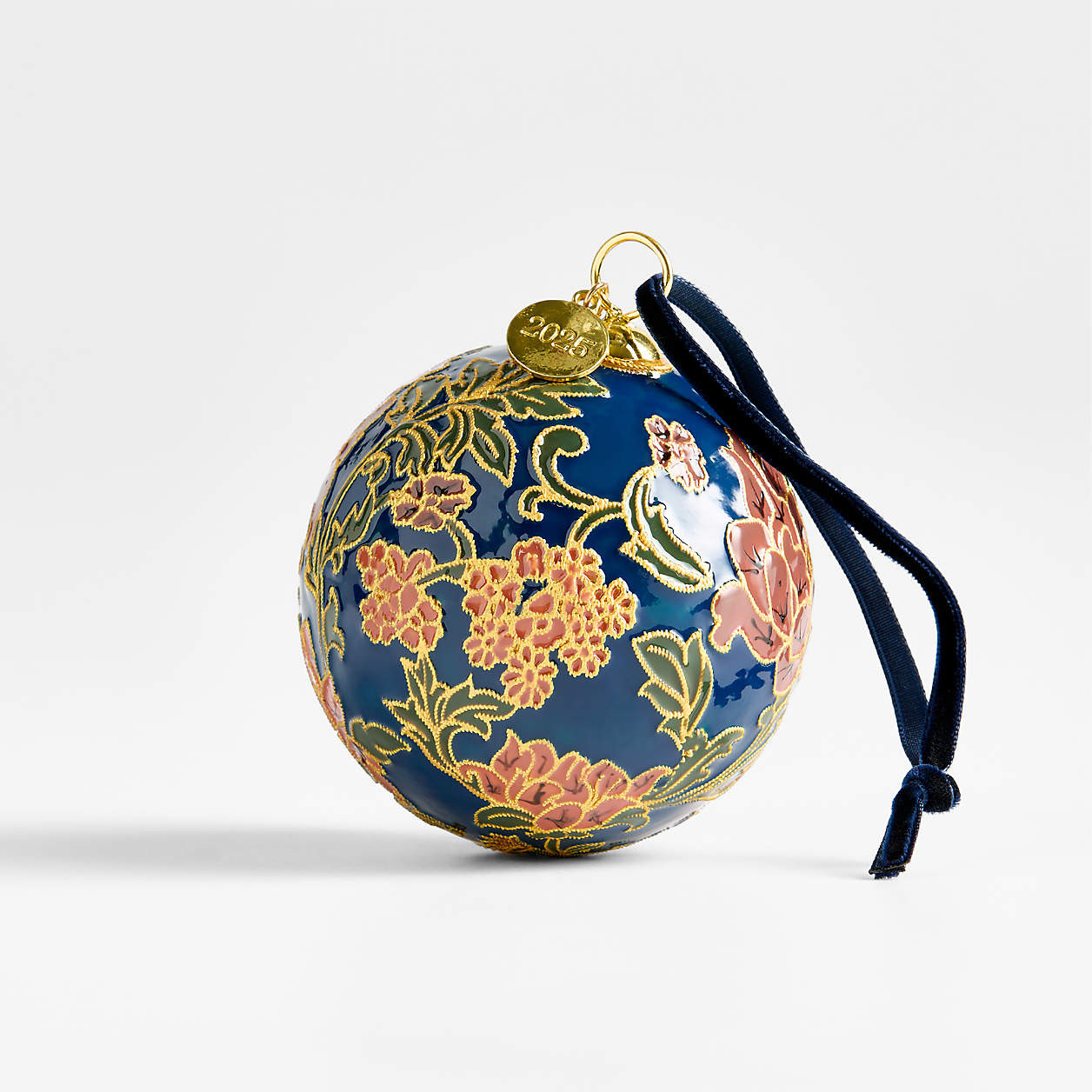 Blue Floral Cloisonn Christmas Tree Ornament | Crate & Barrel | Crate & Barrel