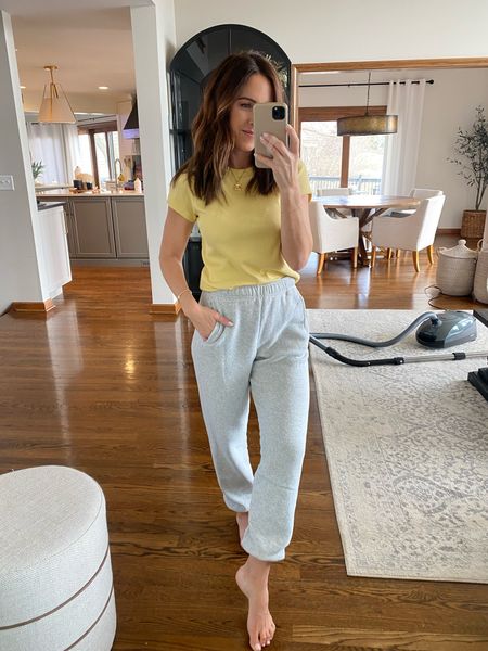 Casual. 
The best sweatpants! Grey might currently be out of stock. But I also have in the green color way. 🙌🏻
XS sweatpants
S tee 

#LTKfindsunder50 #LTKstyletip #LTKover40