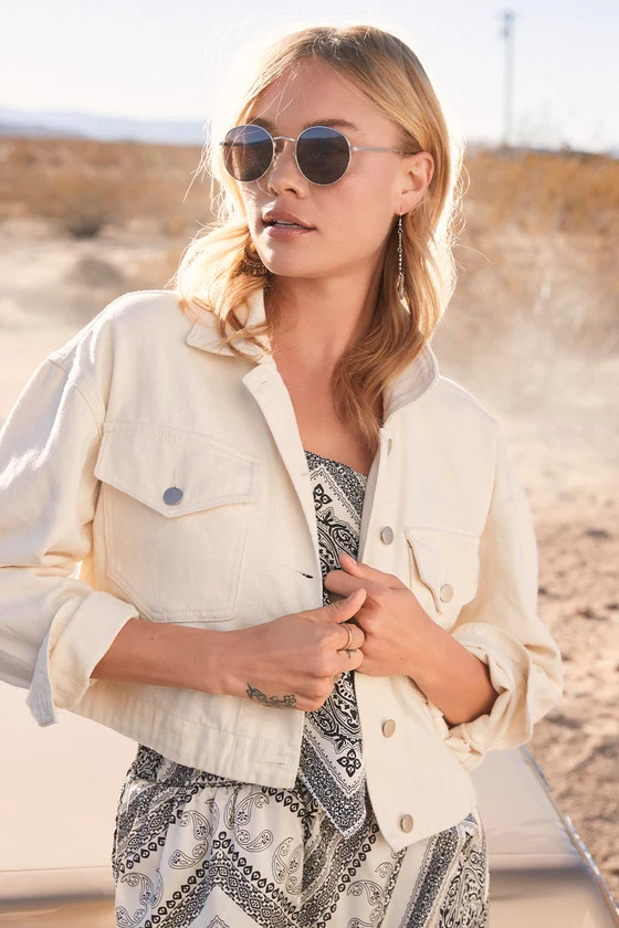 Heard About You Off-White Cropped Twill Jacket | Lulus