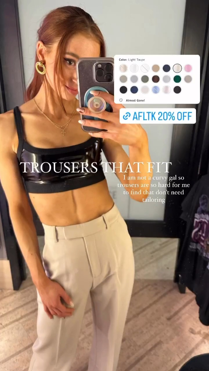 AFLTK 20% sale 
Abercrombie trousers 
Sloane trouser - I am wearing a 00 
Extra high rise 

#LTKparties #LTKworkwear #LTKSale
