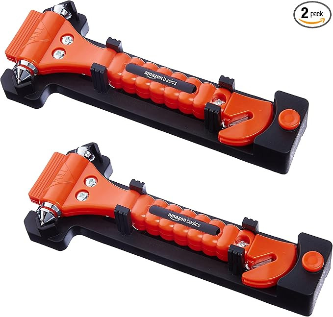 Amazon Basics Emergency Escape Tool, Window Breaker and Seatbelt Cutter, Car Safety Hammer with P... | Amazon (US)
