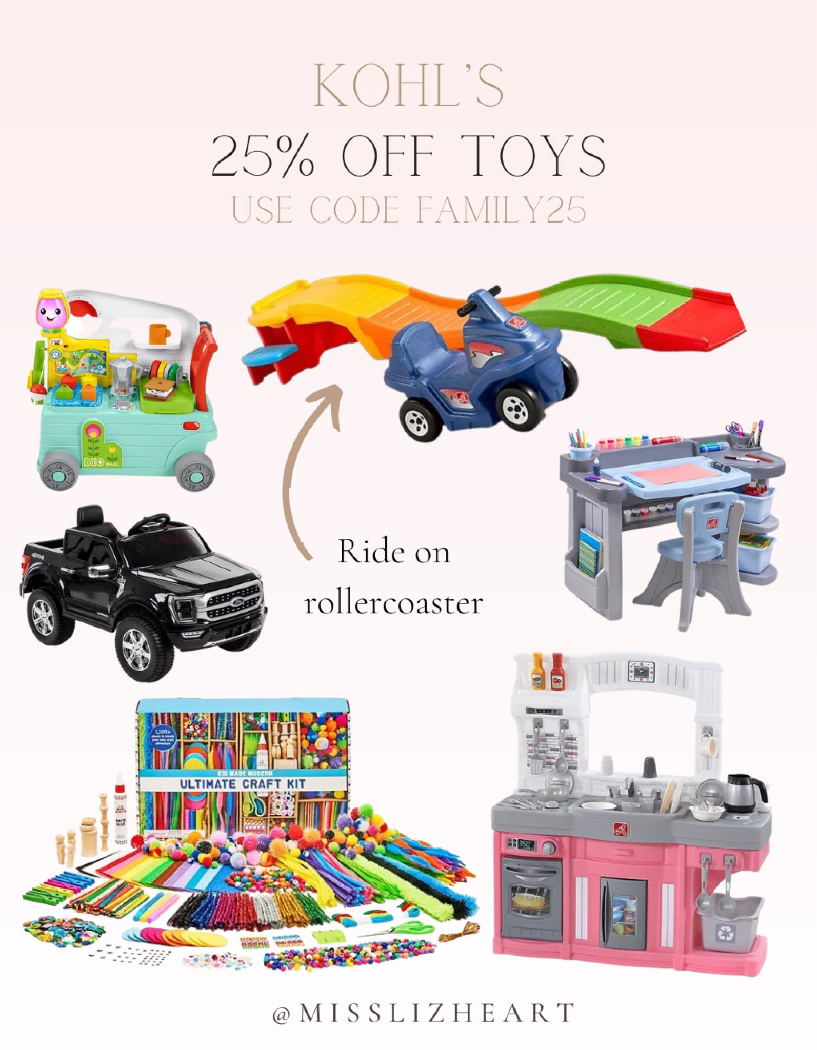 Kohl’s is having 25% off all their toys with code FAMILY25 

Kids toys, kid finds, toddler toys, kid Christmas toys, toy ideas

#LTKSeasonal #LTKHoliday #LTKGiftGuide