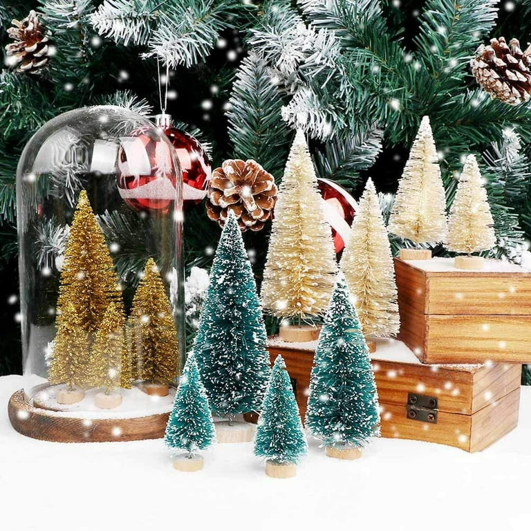 Ayieyill 30PCS Artificial Mini Christmas Trees, Upgrade Sisal Pine Trees with Wood Base Bottle Br... | Walmart (US)